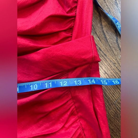Jessica McClintock Gunne Sax Red Ruched Strapless Party Cocktail Dress Size 11 - Picture 3 of 12